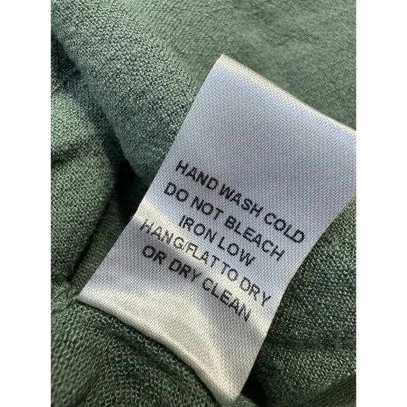 Embroidered Womens Linen Dress 1Sz Green Lagenlook Artsy Cottagecore Boho Hippie - Picture 13 of 16